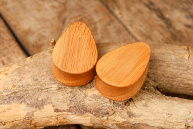 Hevea Wood Teardrop Plugs (Pair) - Bare Bones Organics