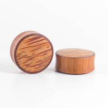 Load image into Gallery viewer, Blood Wood Round Plugs with Coconut Palm (Pair) - Bare Bones Organics