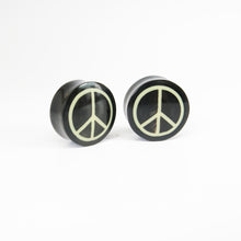 Load image into Gallery viewer, Vintage Buffalo Horn Plugs with Peace Sign (Pair)
