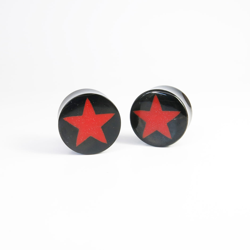 Buffalo Horn Red Star Vintage Plugs (Pair)