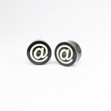 Load image into Gallery viewer, Vintage Buffalo Horn Plugs &quot;@&quot; sign (Pair)