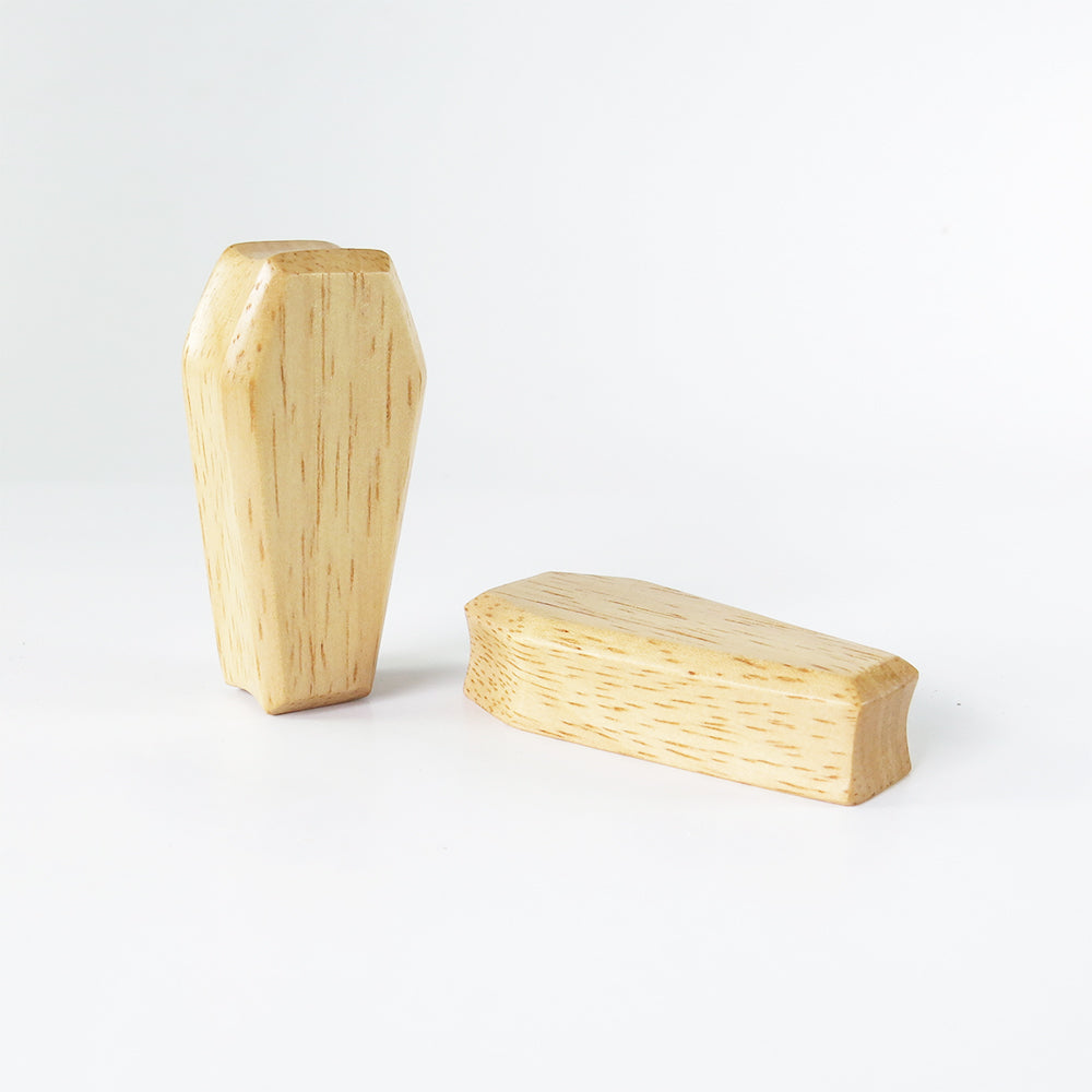 Hevea Wood 3D Coffin Plugs (Pair) - Bare Bones Organics