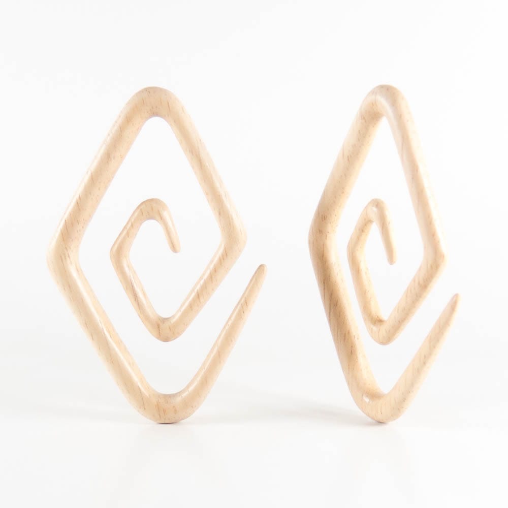 Hevea Wood Diamond Spirals (Pair)