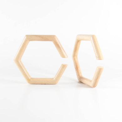 Hevea Wood Hexagon Hoops (Pair)