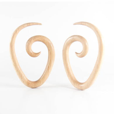 Hevea Wood Teardrop Spirals (Pair)